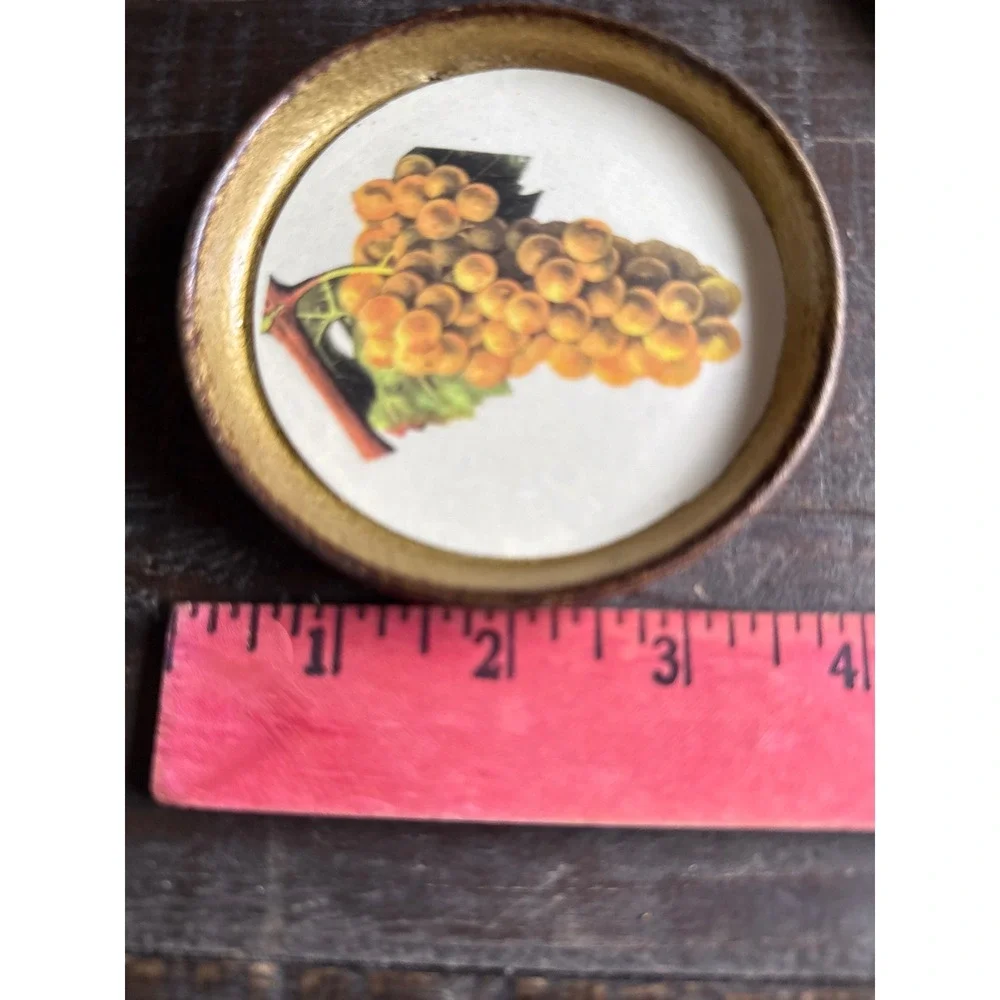 Horchow Italian Florentine Gilt Wood Grape Coasters Set of 6 Made in‎ Italy
